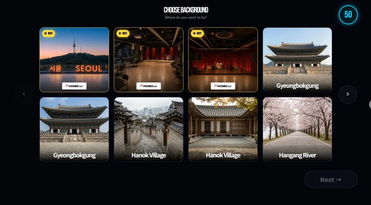 Background selection with palaces and traditional Korean villages